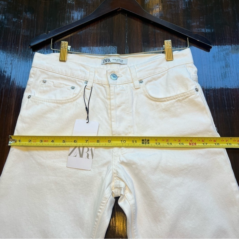 Zara Jeans White Button Up Straight Leg Woman’s Size 38 NWT - Picture 12 of 13
